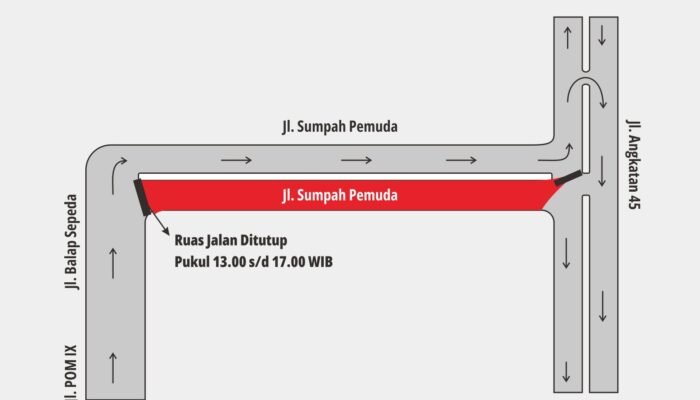 Penutupan Sementara Satu Ruas Jalan Sumpah Pemuda Besok Siang, Pengendara Diimbau Ikuti Pengalihan Arus