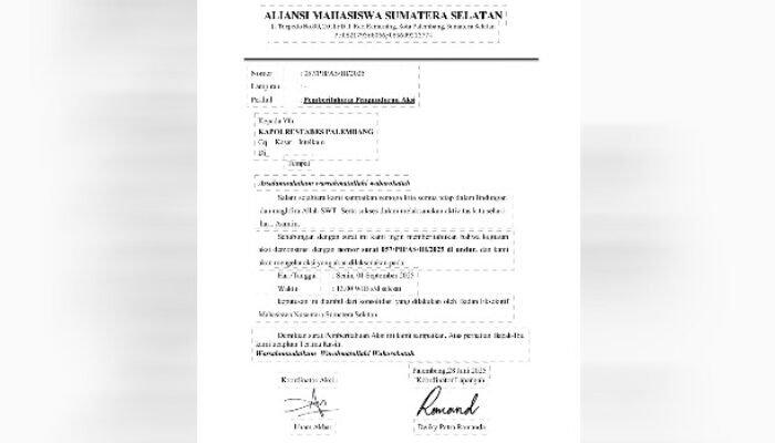 Demo Mahasiswa di Palembang Ditunda Hingga Senin 1 September, Polisi Terima Surat Pemberitahuan
