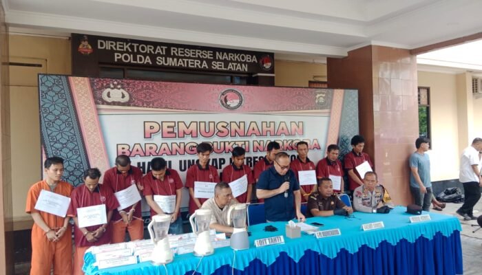 Musnahkan 1,469 Kg Sabu dan 823 Pil Ekstasi, Polda Sumsel Tangkap 20 Orang