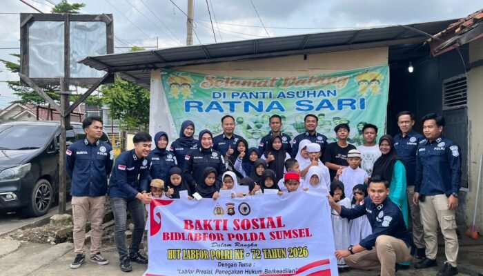 Sambut HUT Puslabfor Polri ke 72, BidLabfor Polda Sumsel Berbagi Kasih dengan Panti Asuhan Ratna Sari