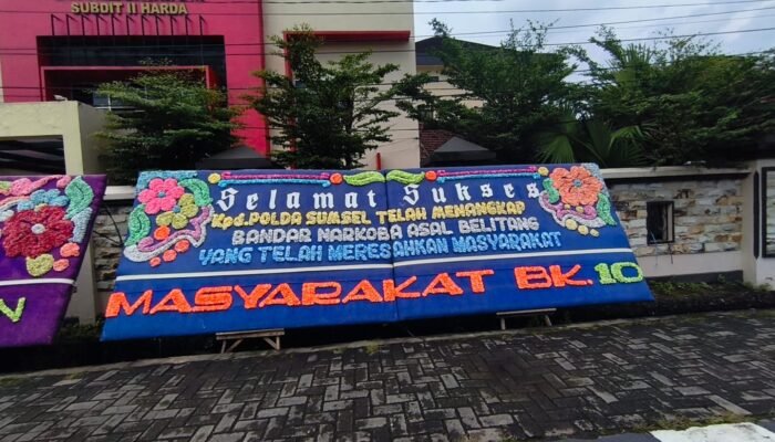 Tangkap Bandar Narkoba di OKU Timur, Ditresnarkoba Polda Sumsel Dapat Kiriman Karangan Bunga