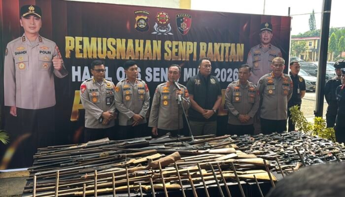 Ops Senpi Musi 2026 Berakhir, Polda Sumsel Musnahkan 397 Pucuk Senpi Ilegal dan Rakitan