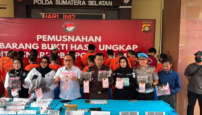 Polda Sumsel Musnahkan Barang Bukti Narkotika Senilai Rp7,9 Miliar, Selamatkan 83 Ribu Jiwa