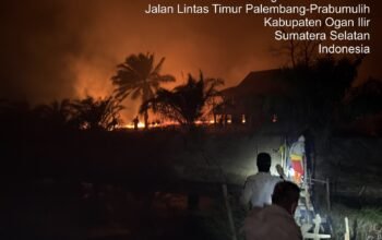 Api Karhutla di Ogan Ilir Menjalar Permukiman Warga, Personel Berjibaku Melakukan Pemadaman 