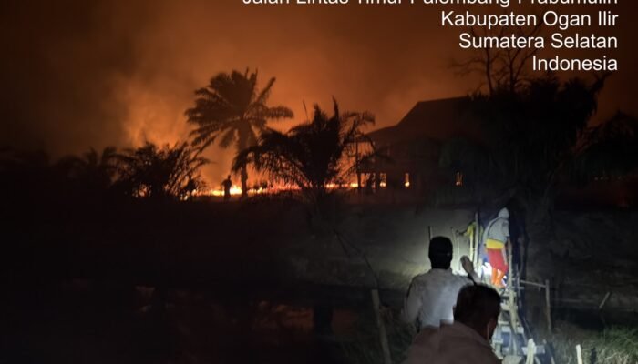 Api Karhutla di Ogan Ilir Menjalar Permukiman Warga, Personel Berjibaku Melakukan Pemadaman 