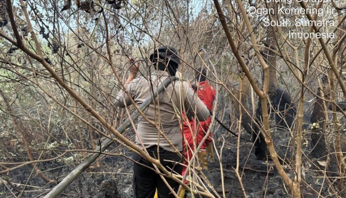 Personel Ops Aman Nusa II Berjibaku Padamkan Api Karhutla PT Samora di OKI